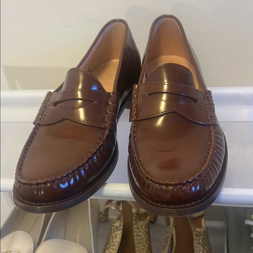 J. Crew Brown Leather Penny Loafers Timeless Flats